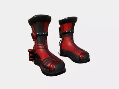 SciFi Boots A02 Red Black - Character Design Fashion Low-poly 3D model