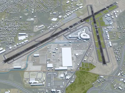 Birmingham Suttlesworth Airport 10km Low-poly 3D model