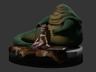 Leia Slave and Jabba the Hutt 3D model