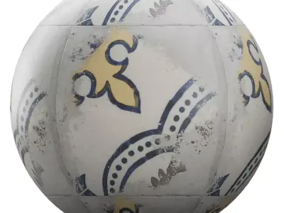 Vintage Patterned Floor Tile 3D Model  Texture