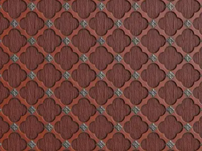 Ornate Wood Panel with Metal Studs PBR Seamless Texture