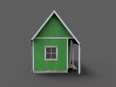green cabin Low-poly 3D model