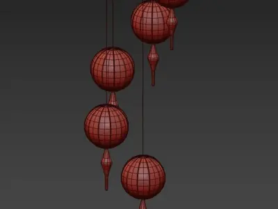 ONEIRIC pendant light with five glass balls hanging from it 3D model