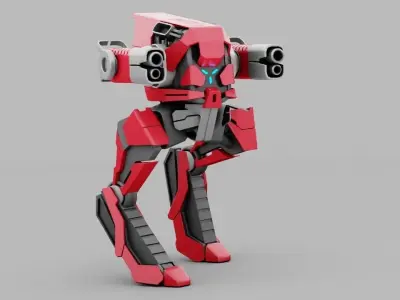 Raptor Combat Robot rigged character 3D model