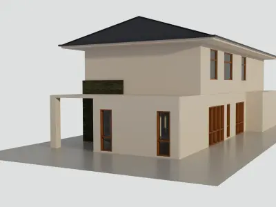 Two Story House 3D Model for Simulation and Visualization PBR 3D model