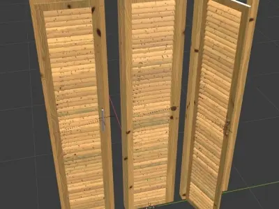 Closet wardrobe single door rectangle wooden handle 3D model