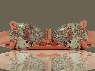 Fashion bow tie diamond ring with pear shape diamonds Free 3D print model