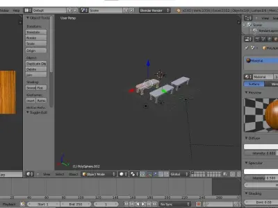 Tabel two wooden benches Low-poly 3D model