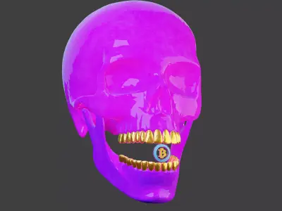 Skull-Pink skull with gold teeth 3D model