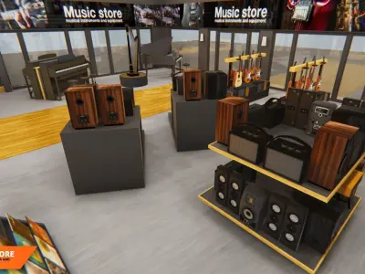 Music store - musical instruments and equipment 3D model