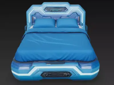 Futuristic Sci-fi Bed Low-poly 3D model