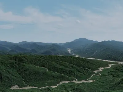 Grassy Hills Mountains Landscape - South America 3D model