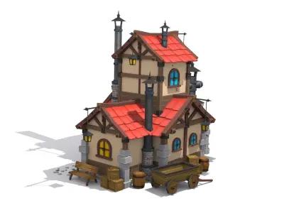 cartoon forge Low-poly 3D model