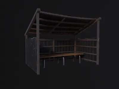 Bus stop Low-poly 3D model 3