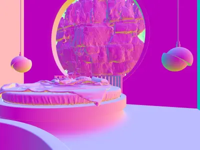 Interior circle bedroom 3D model