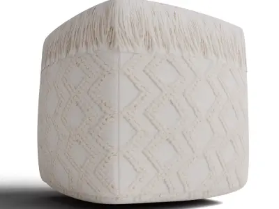 Inca Cream Cotton Pouf 3D model