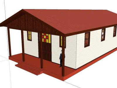 Architecture-Religion-God-Culture-Temple-0277 house with roof 3D model