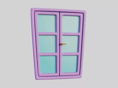 Cartoon Window 4b Low-poly 3D model