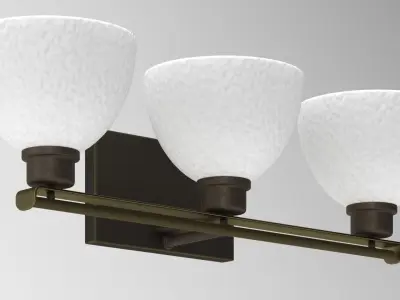 3 Light Antique Bronze Veanity Light with Sculpted Glass Shades Low-poly 3D model