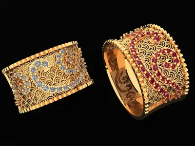 Women Ring 31 light weight fashion ring band for women 3D print model