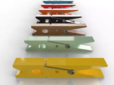 CLOTHES PEGS Low-poly 3D model