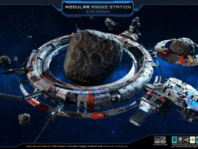 MODULAR  Mining Station Low-poly 3D model