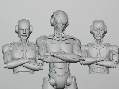 Futuristic Robots Pack Android Collection of 3 3D model