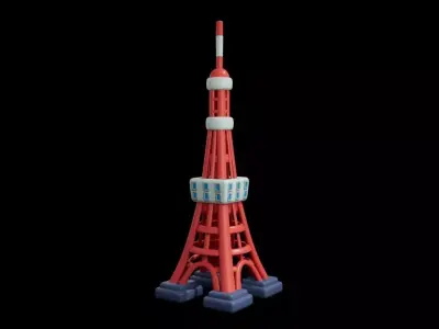 Tokyo Tower Low-poly 3D model