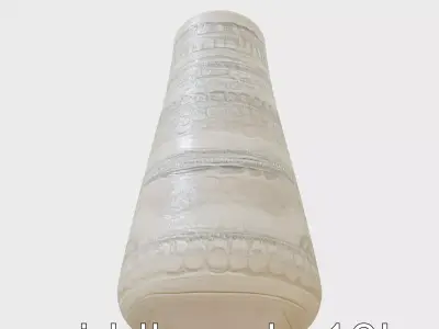 Minimalist Stoneresin Vase with Horizontal Engravings Low-poly 3D model