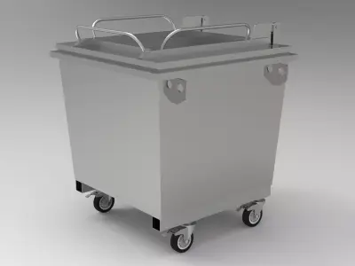 Large Wheeled Garbage Bin 1100L with Lid 3D model