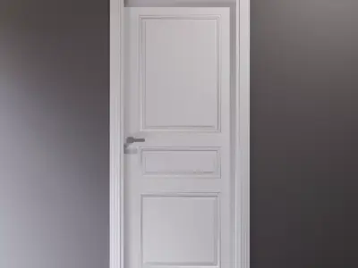 White interior door in classic style 3D model