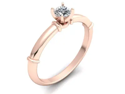 Round diamond wedding set ring 3D print model
