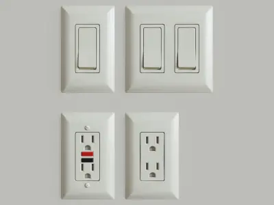 US Light Switches and Power Outlets 3D model