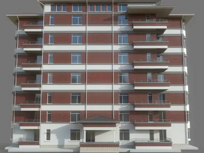 Residential Apartment Building  Low-poly 3D model