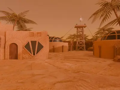 Mars Station Low-poly 3D model