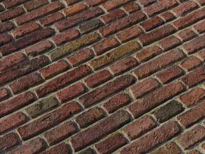 Mixed Red Brown Handmade Bricks PBR Texture Texture