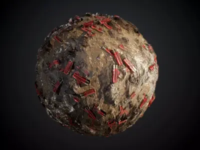 Mud Dirt Floor Shotgun Shells Seamless PBR Texture Texture