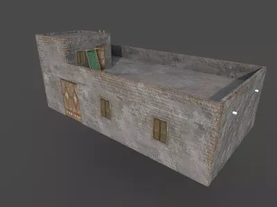Concrete Village House Low-poly 3D model
