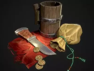 Stylish Tavern Dagger Wine Glass Low-poly 3D model