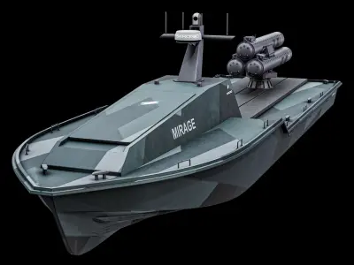  Mirage Saronic - Unmanned Robotic Autonomous Surface Vessel With Camo PBR 