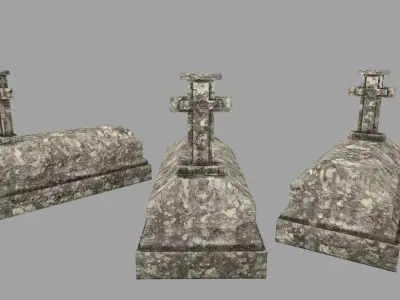 Tombstone 1 group of gravestones Low-poly 3D model