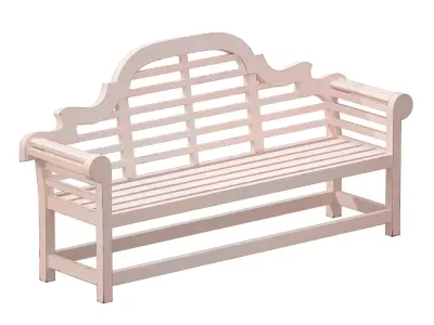 White park bench with backrest 3D model