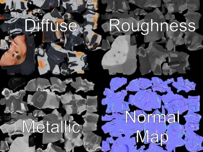 Futuristic Cyborg Warrior Fully Rigged and Animated Low-poly 3D model