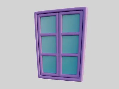 Cartoon Window 4b Low-poly 3D model