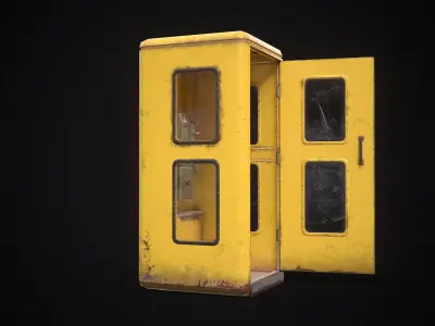 Phonebooth telephone booth Low-poly 3D model