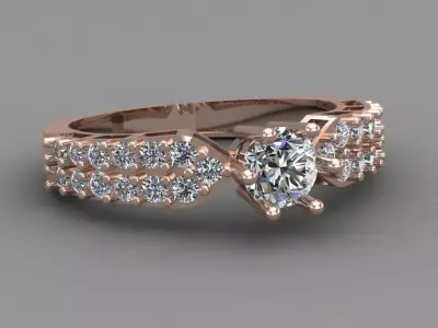 Rose Gold Women Diamond Ring 3D print model 3D print model 35