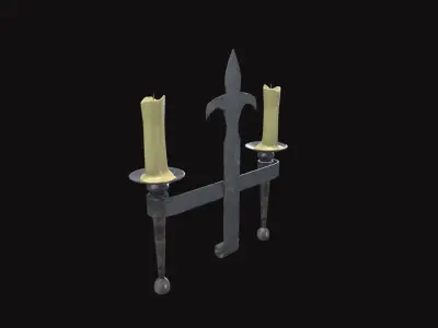 Medieval Candle Stand V06 Low-poly 3D model