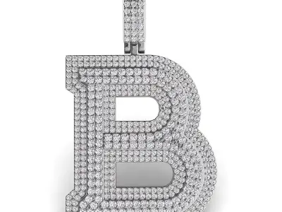 Alphabet Latter B Diamond Pendent 3D print model