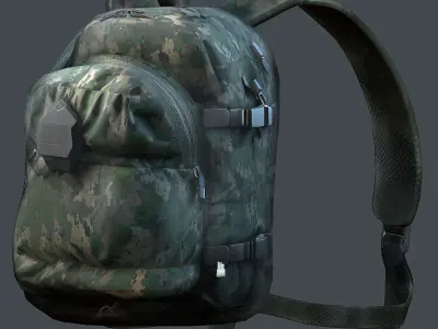 Backpack military combat Black baggage bag luggage Low-poly 3D model 4