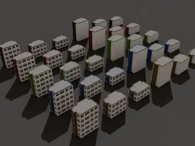 Cartoon Building Low Poly Building F 30 Variant Low-poly 3D model